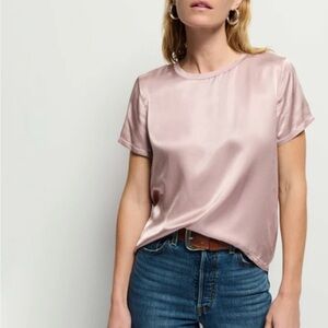 Nation LTD Pink Cuffed Sleeve Relaxed Tee